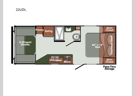 Floorplan - 2024 Streamlite SVT 22UDL Travel Trailer