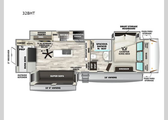 Floorplan - 2025 Sabre 32BHT Fifth Wheel