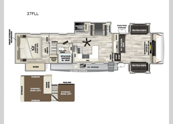 Floorplan - 2025 Sabre 37FLL Fifth Wheel