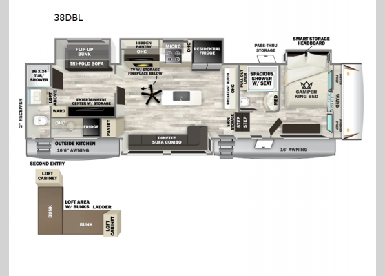 Floorplan - 2025 Sabre 38DBL Fifth Wheel