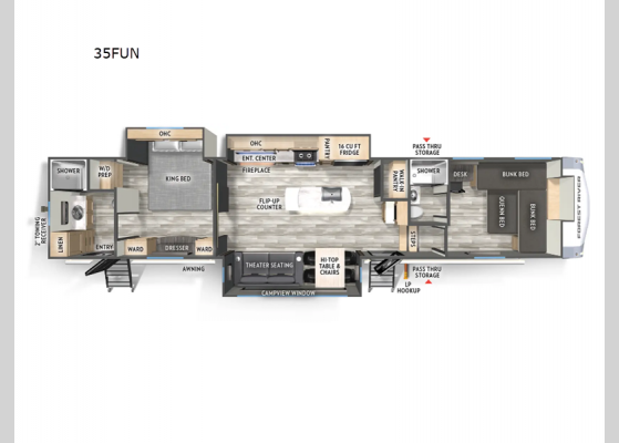 Floorplan - 2025 Cardinal 35FUN Fifth Wheel