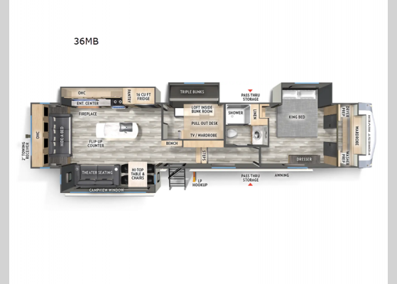 Floorplan - 2025 Cardinal 36MB Fifth Wheel