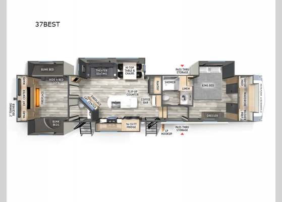 Floorplan - 2025 Cardinal 37BEST Fifth Wheel