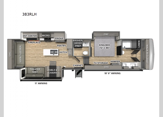 Floorplan - 2025 Columbus 383RLH Fifth Wheel