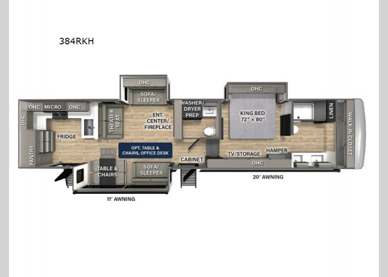 Floorplan - 2025 Columbus 384RKH Fifth Wheel