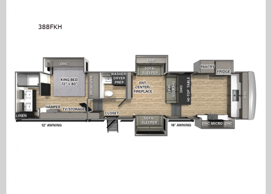 Floorplan - 2025 Columbus 388FKH Fifth Wheel