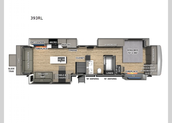 Floorplan - 2025 River Ranch 393RL Fifth Wheel