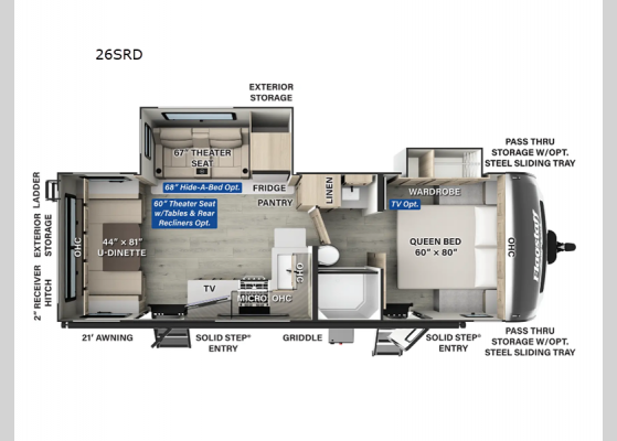 Floorplan - 2025 Flagstaff Super Lite 26SRD Travel Trailer