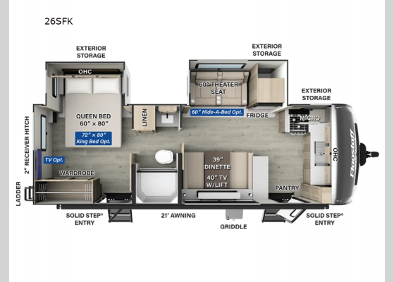 Floorplan - 2025 Flagstaff Super Lite 26SFK Travel Trailer