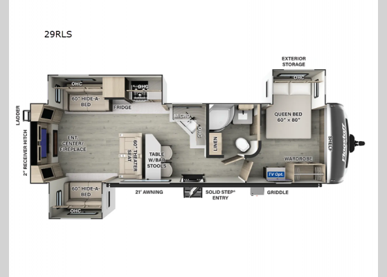 Floorplan - 2025 Flagstaff Super Lite 29RLS Travel Trailer