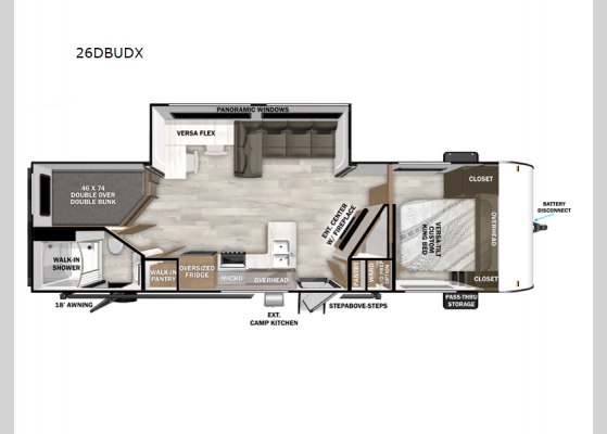 Floorplan - 2025 Wildwood 26DBUDX Travel Trailer