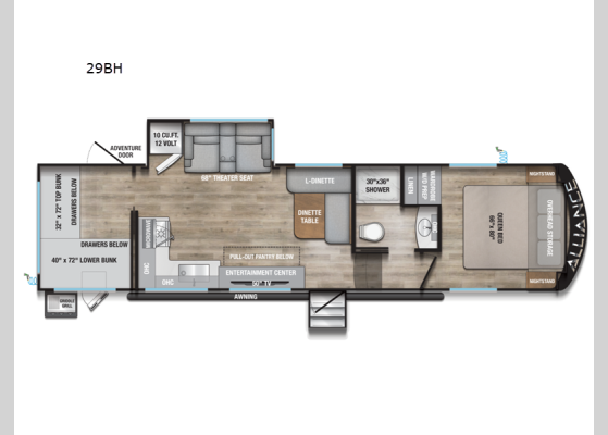 Floorplan - 2026 Avenue All-Access 29BH Fifth Wheel