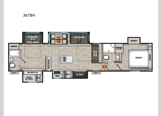 Floorplan - 2025 Chaparral 367BH Fifth Wheel