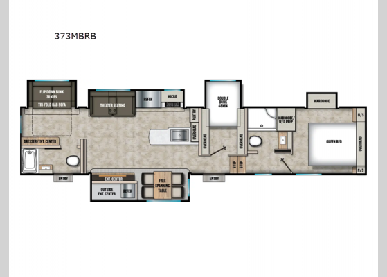 Floorplan - 2025 Chaparral 373MBRB Fifth Wheel