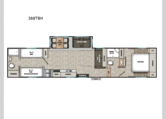 Floorplan - 2025 Chaparral Lite 368TBH Fifth Wheel