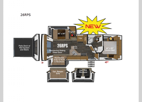 Floorplan - 2025 Back Country Series MTN TRX 26RPS Travel Trailer