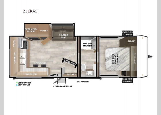 Floorplan - 2025 Wildwood 22ERAS Travel Trailer