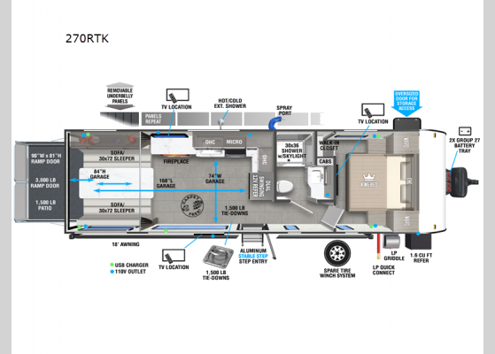 Floorplan - 2025 Wildwood FSX 270RTK Toy Hauler Travel Trailer