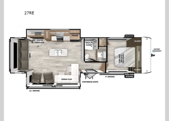 Floorplan - 2025 Wildwood 27RE Travel Trailer