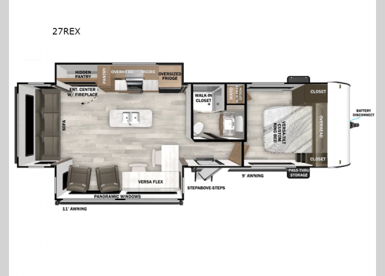 Floorplan - 2025 Wildwood 27REX Travel Trailer