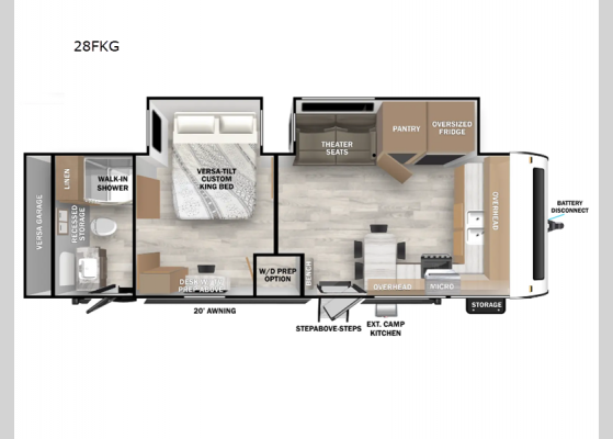 Floorplan - 2025 Wildwood 28FKG Travel Trailer