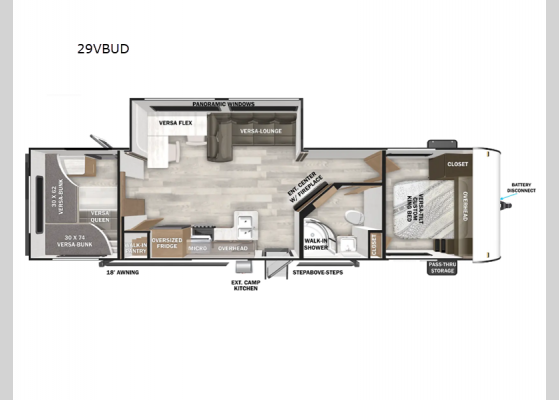 Floorplan - 2025 Wildwood 29VBUD Travel Trailer