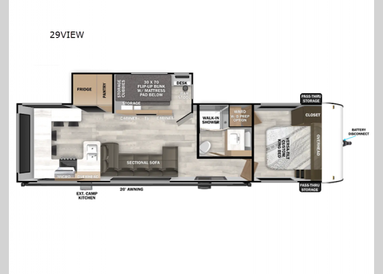 Floorplan - 2025 Wildwood 29VIEW Travel Trailer