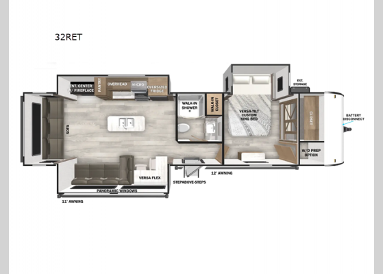 Floorplan - 2025 Wildwood 32RET Travel Trailer