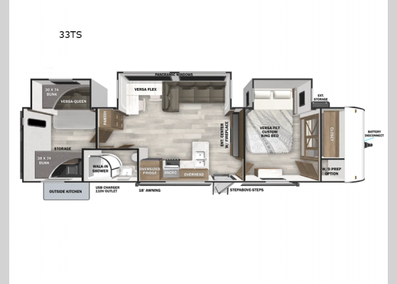 Floorplan - 2025 Wildwood 33TS Travel Trailer