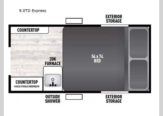 Floorplan - 2024 Viking Camping Trailers 9.0 TD Express Teardrop Trailer