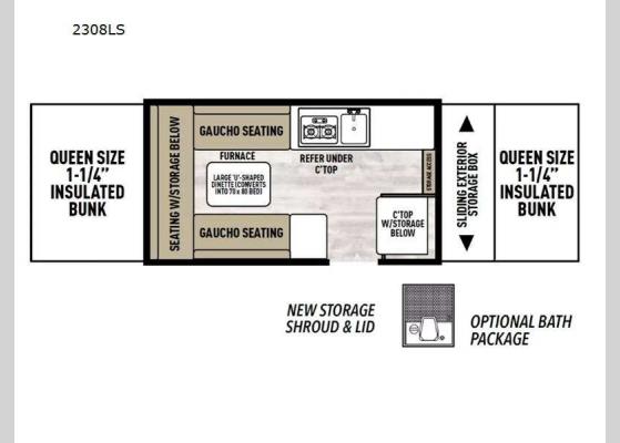 Floorplan - 2024 Viking Camping Trailers 2308LS Folding Pop-Up Camper