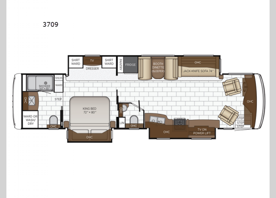 Floorplan - 2024 Kountry Star 3709 Motor Home Class A - Diesel