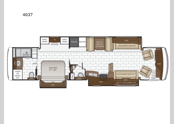 Floorplan - 2024 Kountry Star 4037 Motor Home Class A - Diesel