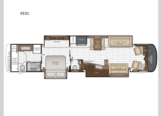 Floorplan - 2024 King Aire 4531 Motor Home Class A - Diesel