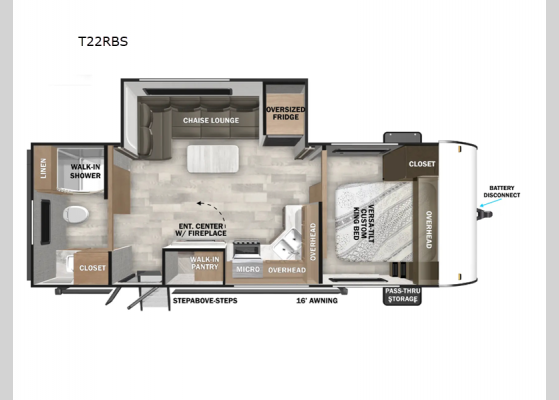 Floorplan - 2025 Wildwood T22RBS Travel Trailer