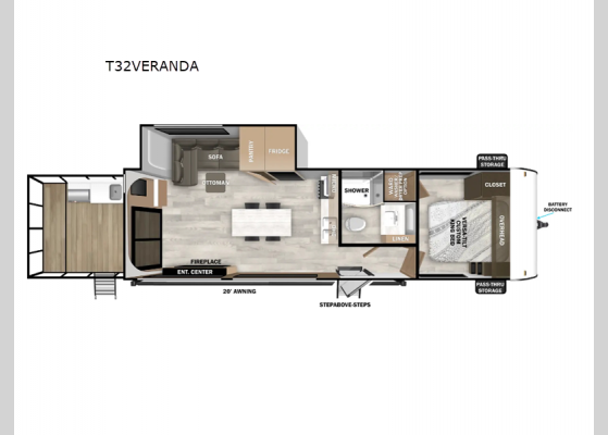 Floorplan - 2025 Wildwood T32VERANDA Travel Trailer