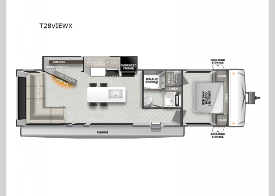 Floorplan - 2025 Wildwood T28VIEWX Travel Trailer