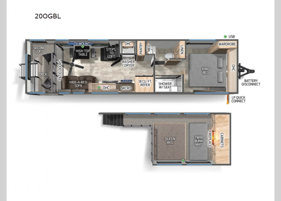 Floorplan - 2025 Cherokee Timberwolf Black Label 20OGBL Destination Trailer