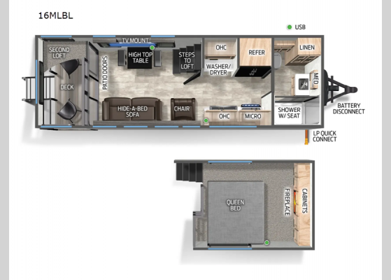 Floorplan - 2025 Cherokee Timberwolf Black Label 16MLBL Destination Trailer