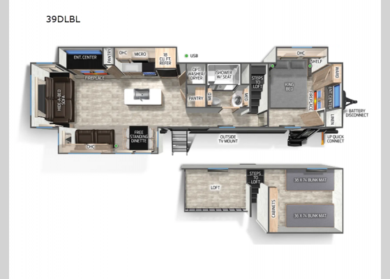 Floorplan - 2025 Cherokee Timberwolf Black Label 39DLBL Destination Trailer