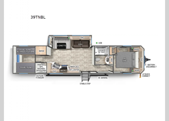 Floorplan - 2025 Cherokee Timberwolf Black Label 39TNBL Destination Trailer