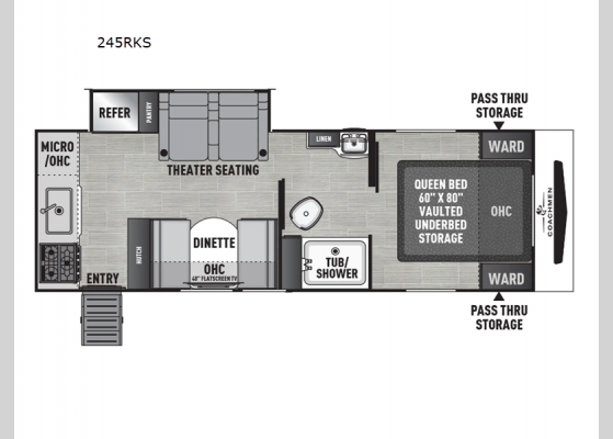 Floorplan - 2025 Freedom Express Ultra Lite 245RKS Travel Trailer