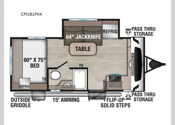 Floorplan - 2025 Connect Mini CM181FKK Travel Trailer