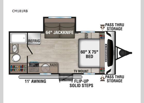 Floorplan - 2025 Connect Mini CM181RB Travel Trailer