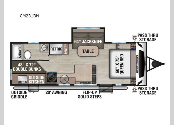 Floorplan - 2025 Connect Mini CM231BH Travel Trailer