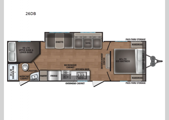 Floorplan - 2025 Shasta 26DB Travel Trailer