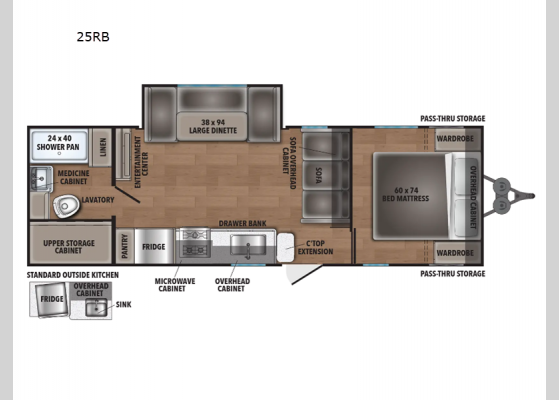 Floorplan - 2025 Shasta 25RB Travel Trailer