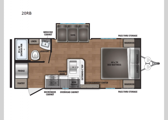 Floorplan - 2025 Shasta 20RB Travel Trailer