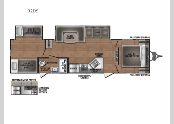 Floorplan - 2025 Shasta 32DS Travel Trailer