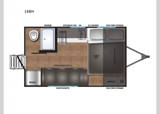 Floorplan - 2025 Compact 16BH Travel Trailer